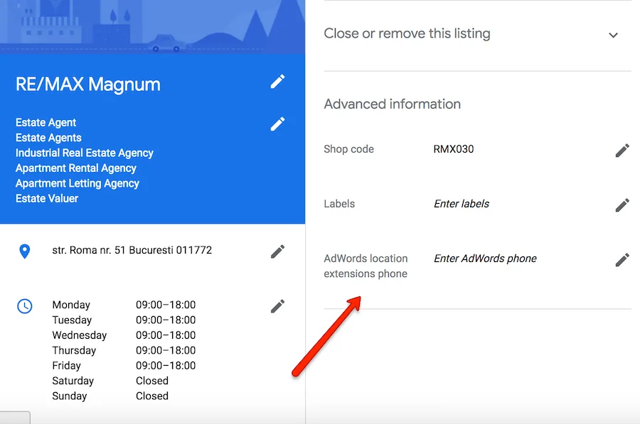 advanced google business information
