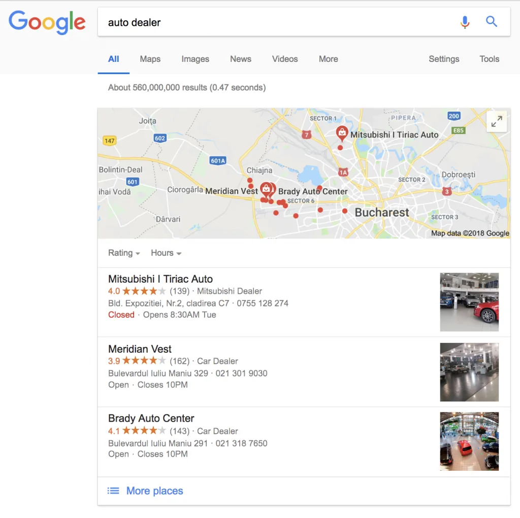 Google local results