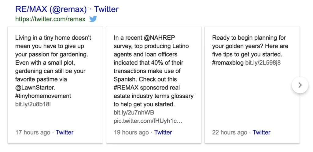 twitter cards in google results