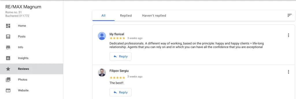Google My Business manareviews
