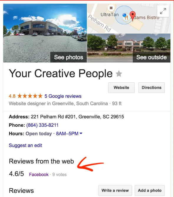 google my business facebook reviews